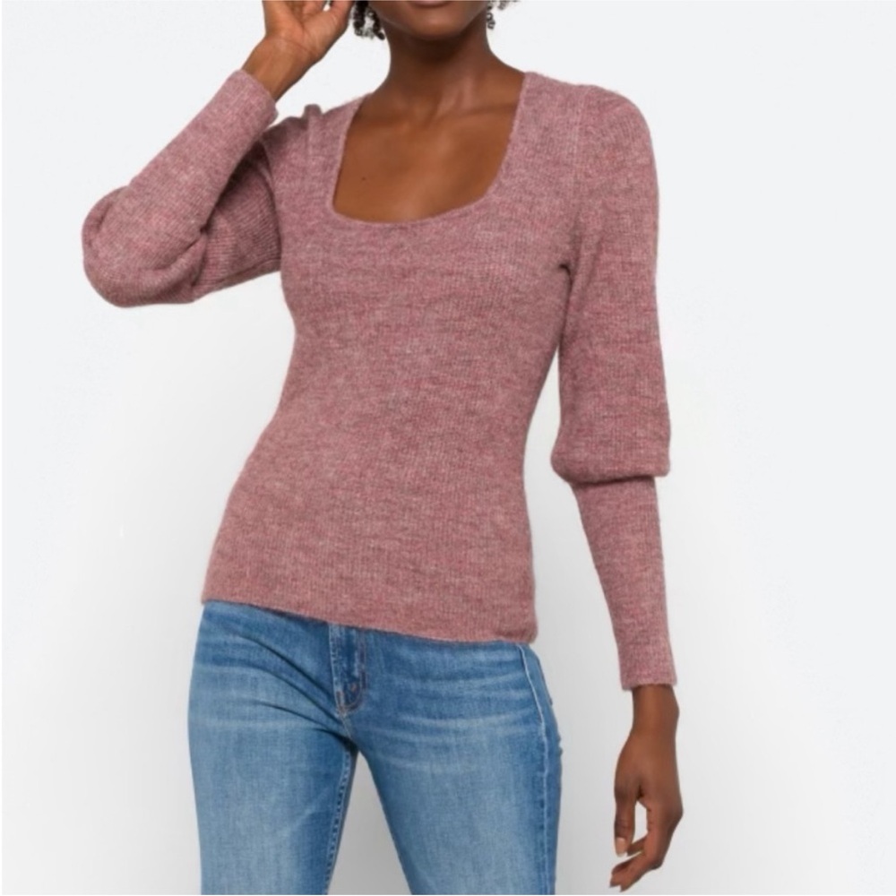 Stitches and Stripes Emy square neckline balloon sleeve light weight ribbed